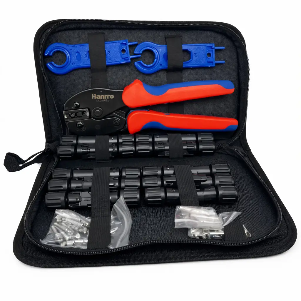 Монтажний набір інструментів для сонячних фотоелектричних систем, кліщі LY-2546BK, конектори MC4 та гайковий ключ